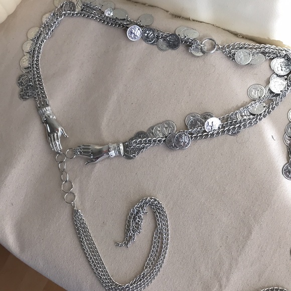 Halloween costume. Belly dancer jingling coin belt Gypsy coin embellished scarf - Picture 4 of 10